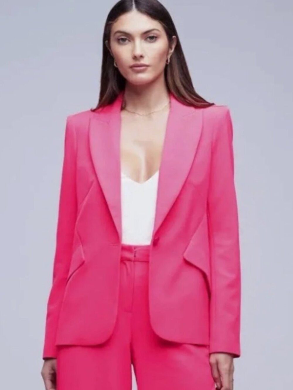 L'Agence Pink Ribbed Chamberlain Single Button Blazer 4